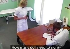 Blonde nurse receives banged by the doctor
