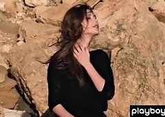 Ukrainian Beauty Mila Azul Flaunts Her Massive Natural Brunette Tits and Curves for Admiration