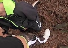 Blond Twinks Long Hair Flies in Outdoor Bareback Ride