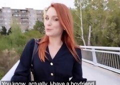 Public Agent Russian redhead POV blowjob and public sex