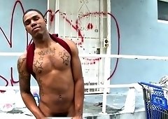 Tattooed black gay man drilled in anal hole in doggy style