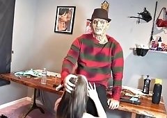Skylar Vox Bound and Pounded by Freddy Krueger