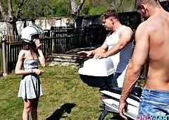 Little Chloes Pussy Drips for Three Men in DP