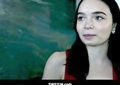 Nade Nastys Stunning Teen Ride on Selina Imais Massive Cock: Tiny Brunette S
