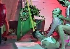 Dora Venters Pink Fishnets Stuffed with Big Cock in All Holes