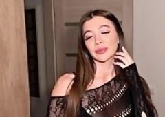 Brunette Teen Hooker in Lingerie Takes 1000 for Pound