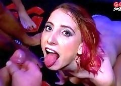 Lia Louise Swallows Bukkake Cum After Big-Cock Gangbang
