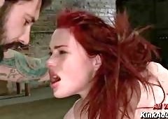Jessica Ryan Bound to Wall and Table for Rough Bondage Blowjob from Tommy Pistol