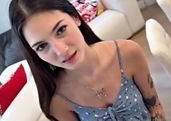 Young Brunette Takes Intense Pounding