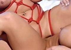 Big-Titted Bound Latina in BDSM Teases Girlfriend